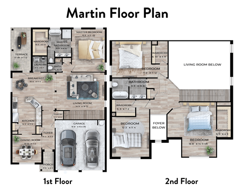 Floor plan for 4 beds, 2.5 baths, 2335 sqft